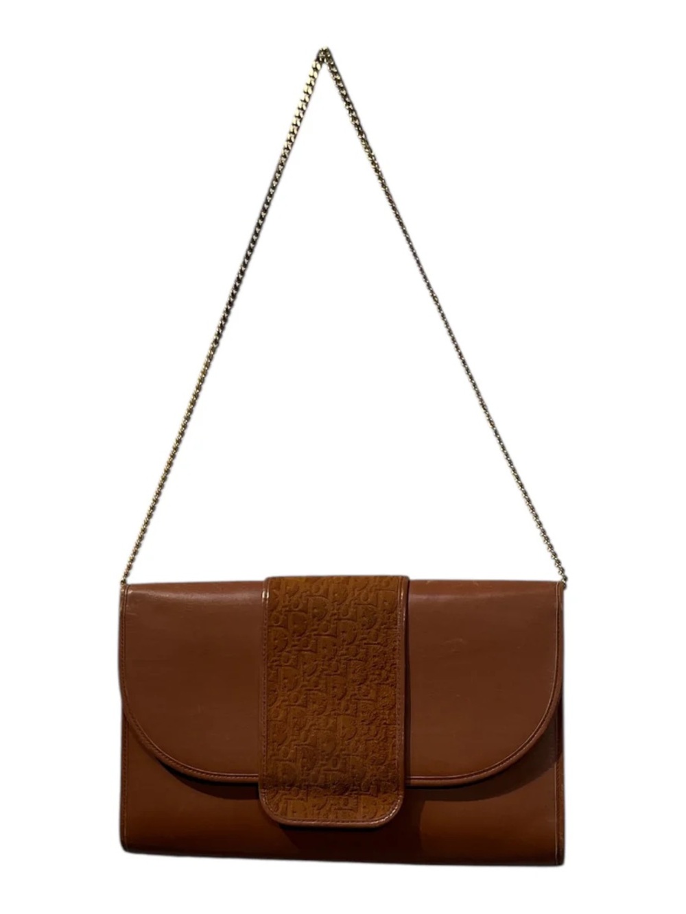 Dior Tan/Brown Leather Calfskin Bag with Gold Chain Strap